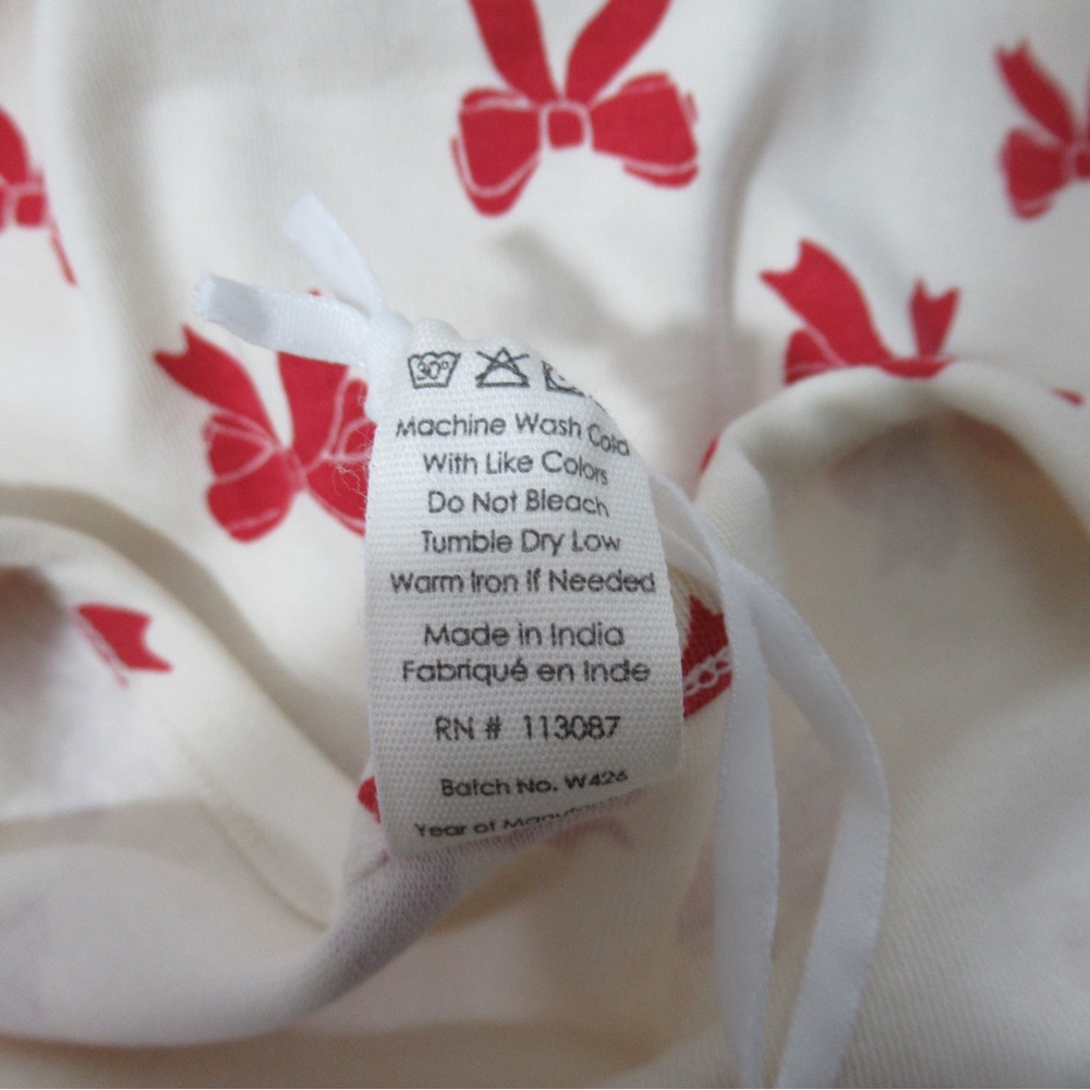 Kate Quinn Organic Cotton Retro Flutter Tee Red Bow Print Size Large - Picture 9 of 14